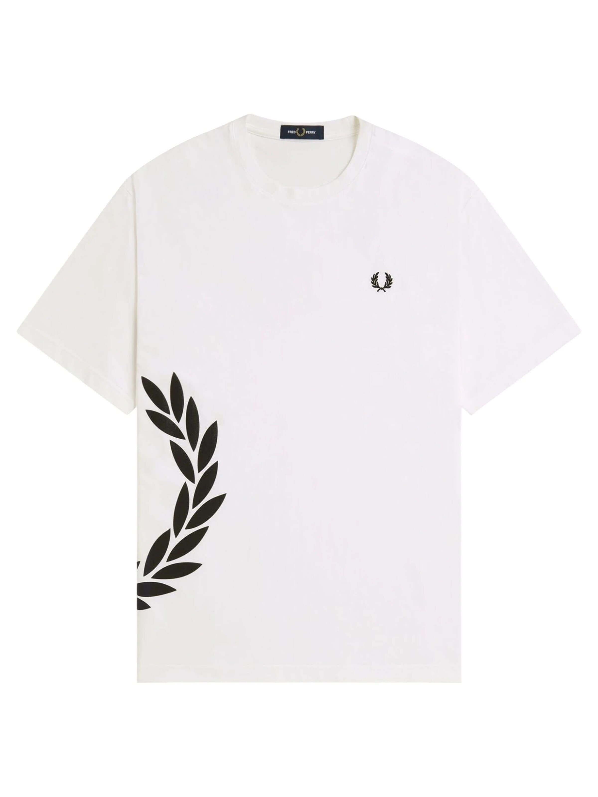 Fred Perry Koszulka 'Camiseta fred perry blanca textured laurel wreath tee' w kolorze biały: przód