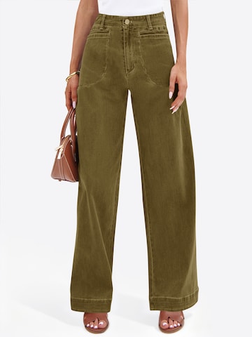 Imily Bela - Pierna ancha Vaquero en verde: frente