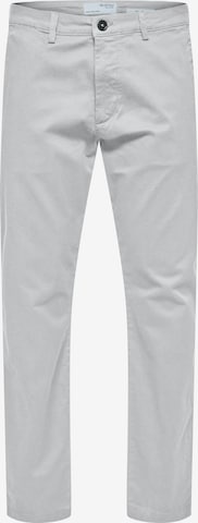 pilka SELECTED „Chino“ stiliaus kelnės 'SLHMiles Flex': priekis
