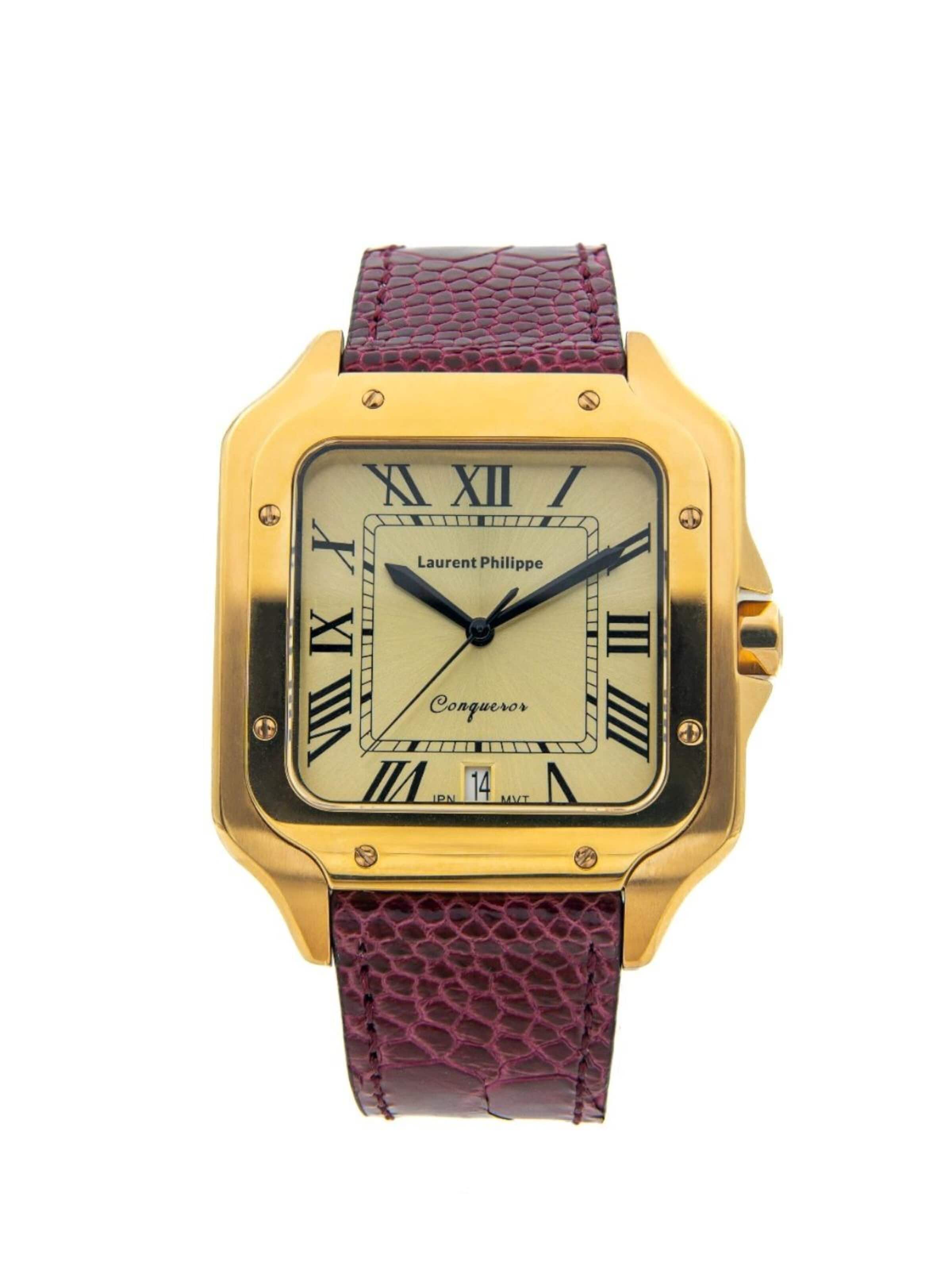 Orologio analogico 'Conqueror The Golden Eye – Dark Orchid' di Laurent Philippe in lilla: frontale