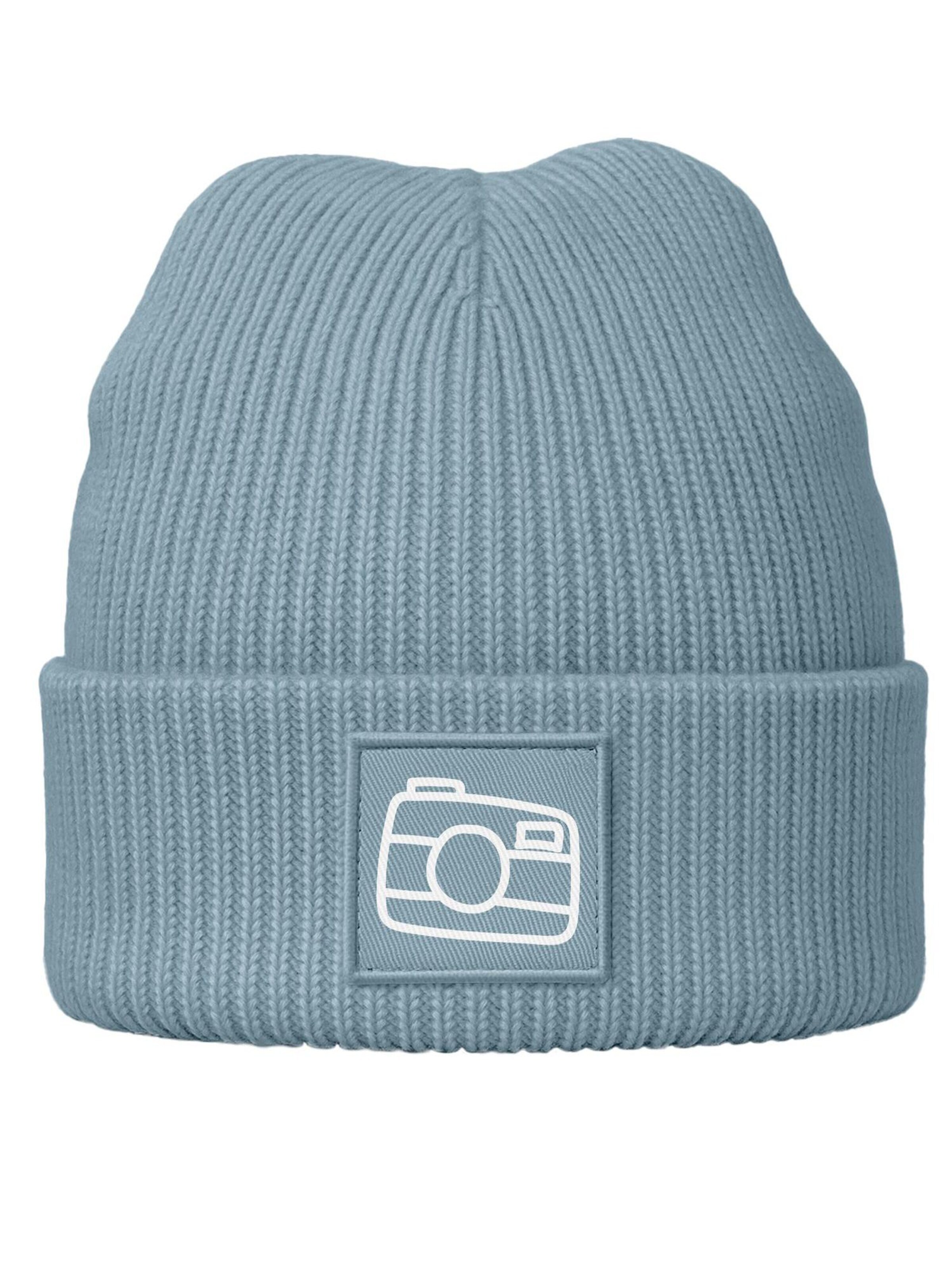 Neverless Beanie 'Kamera' in Blue: front