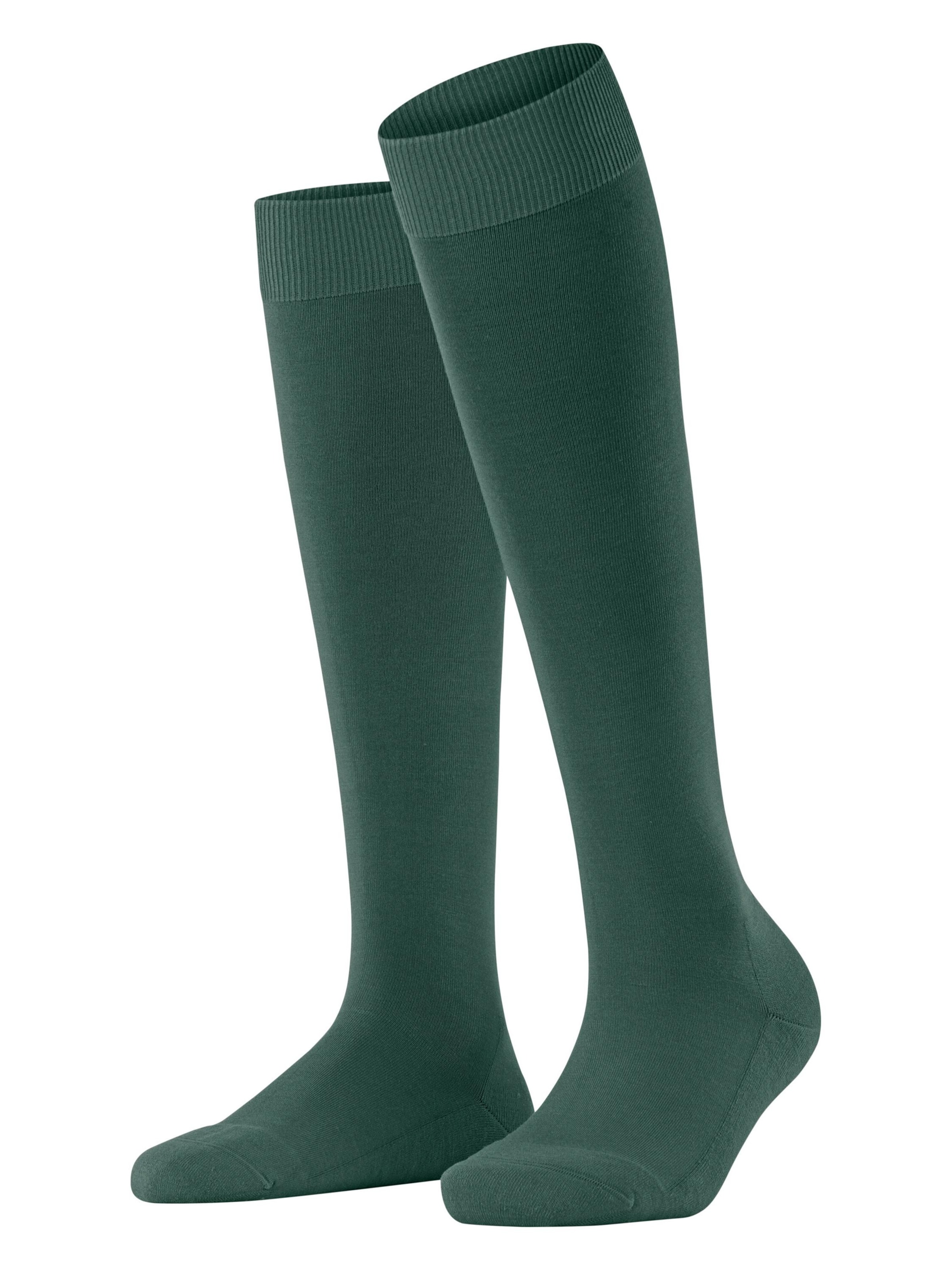 FALKE Knee High Socks 'ClimaWool' in Green: front