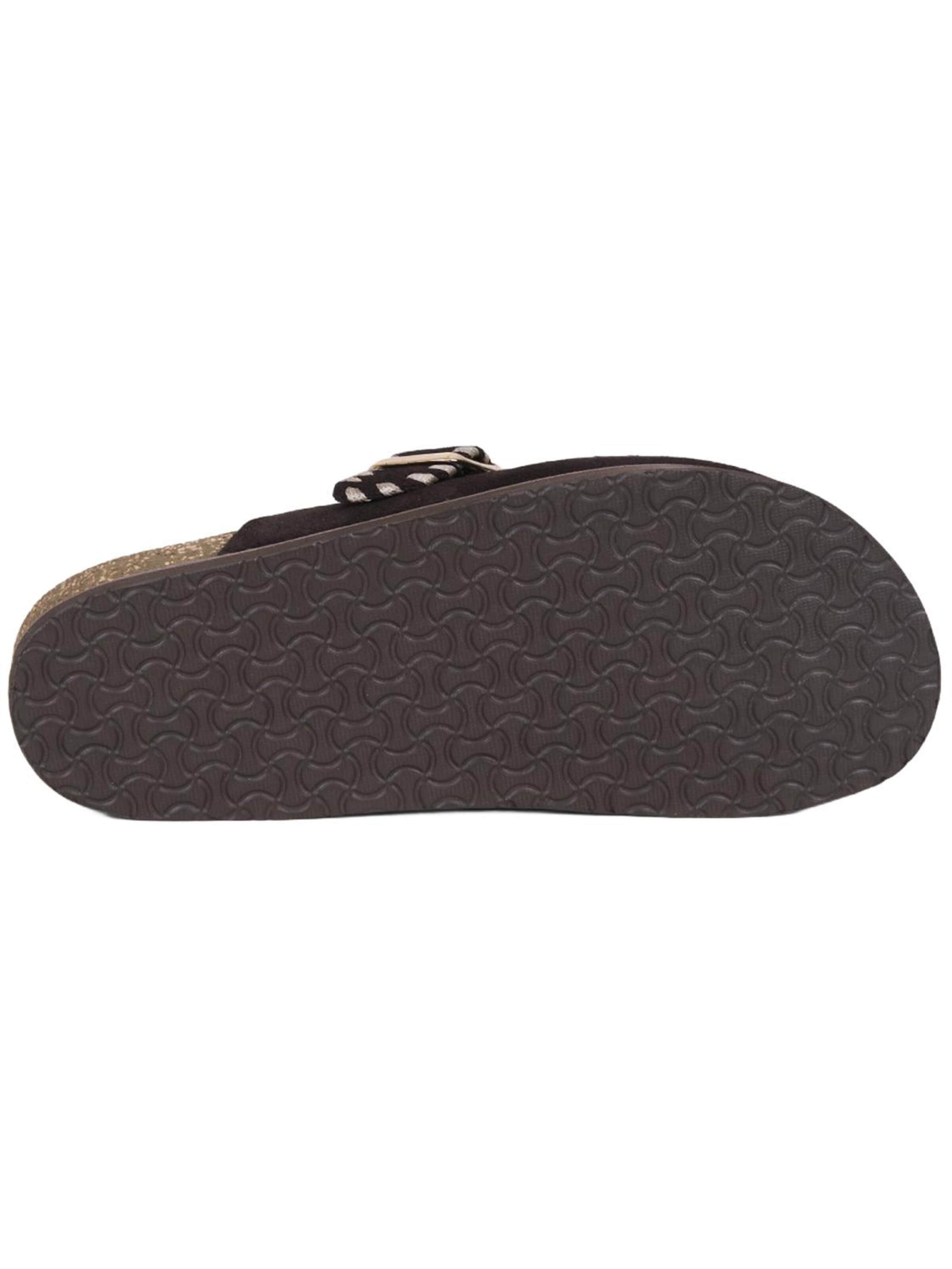 Desa Slipper 'DESA Damen-Wildlederclogs mit Schnallendetail' in Brown