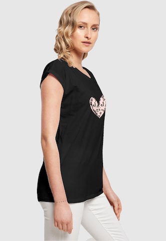 Merchcode T-Shirt 'Valentines Day - Leopard Heart' in Schwarz