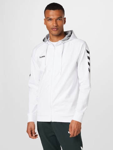 Hummel Sports sweat jacket in White: front