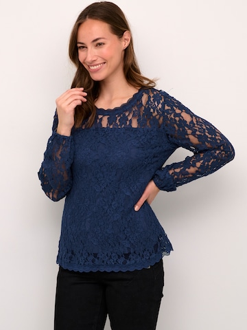 Cream Blouse 'Kit' in Blauw: voorkant