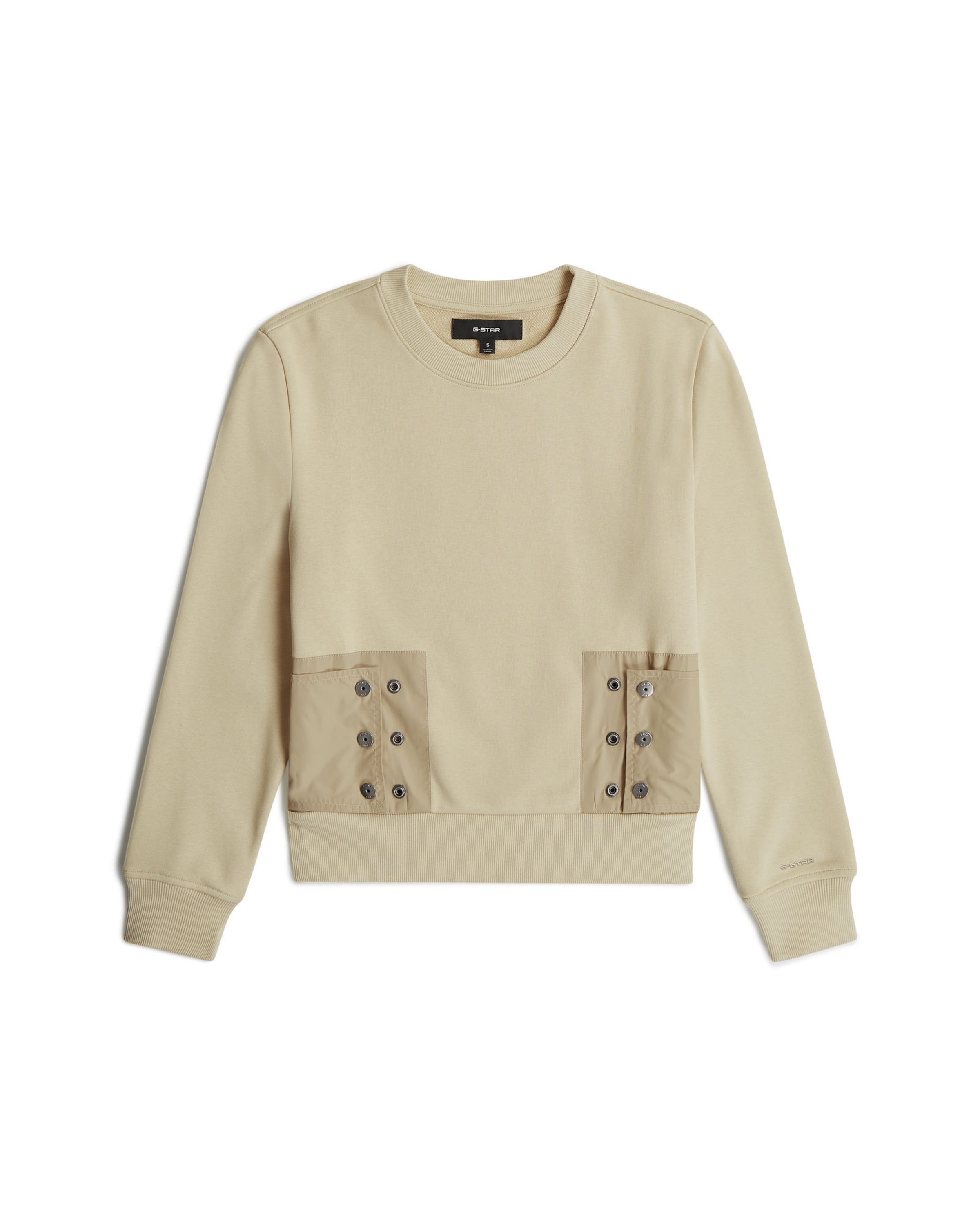 G-STAR Sweatshirt 'Heritage Hardware Snaps Sweater' in Beige: voorkant