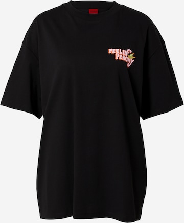 HUGO - Camisa oversized 'Drisela' em preto: frente