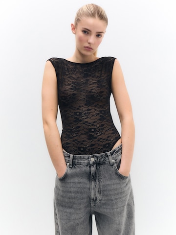 Pull&Bear Blouse body in Zwart: voorkant