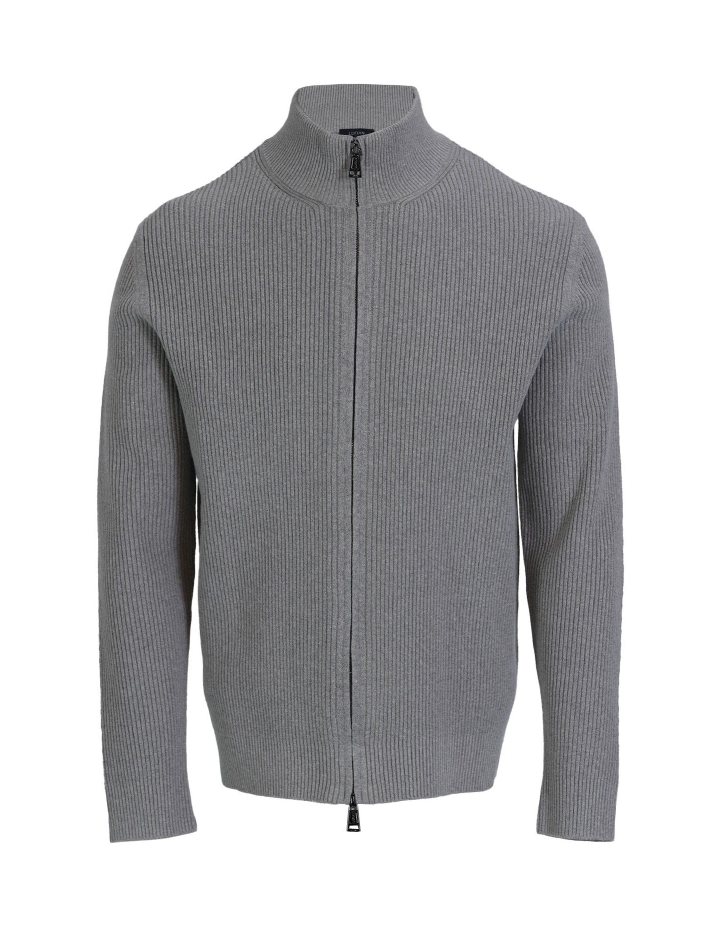 Lufian Gebreid vest in Grijs: voorkant