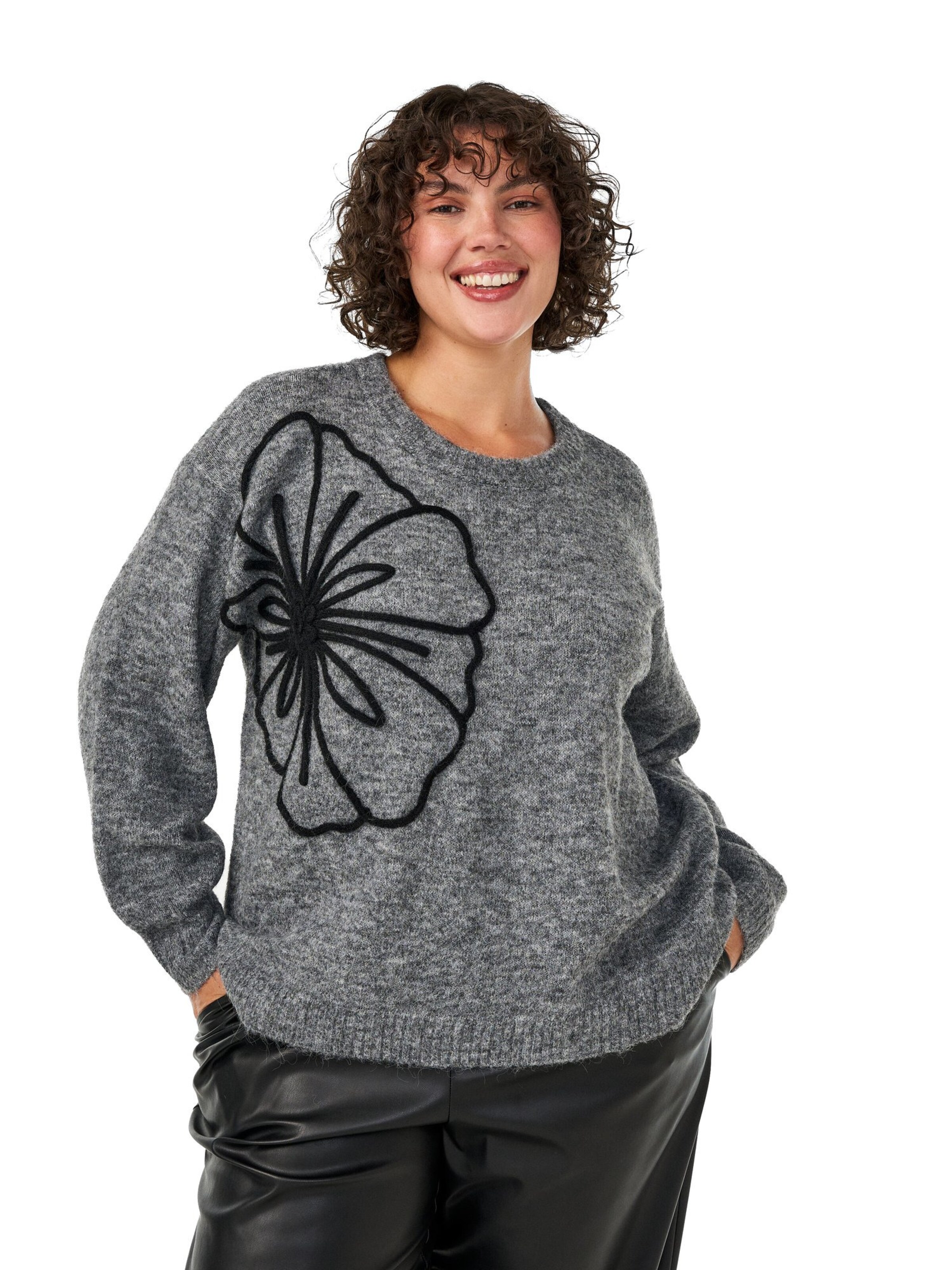 Pullover 'CLARA' di Zizzi in grigio: frontale