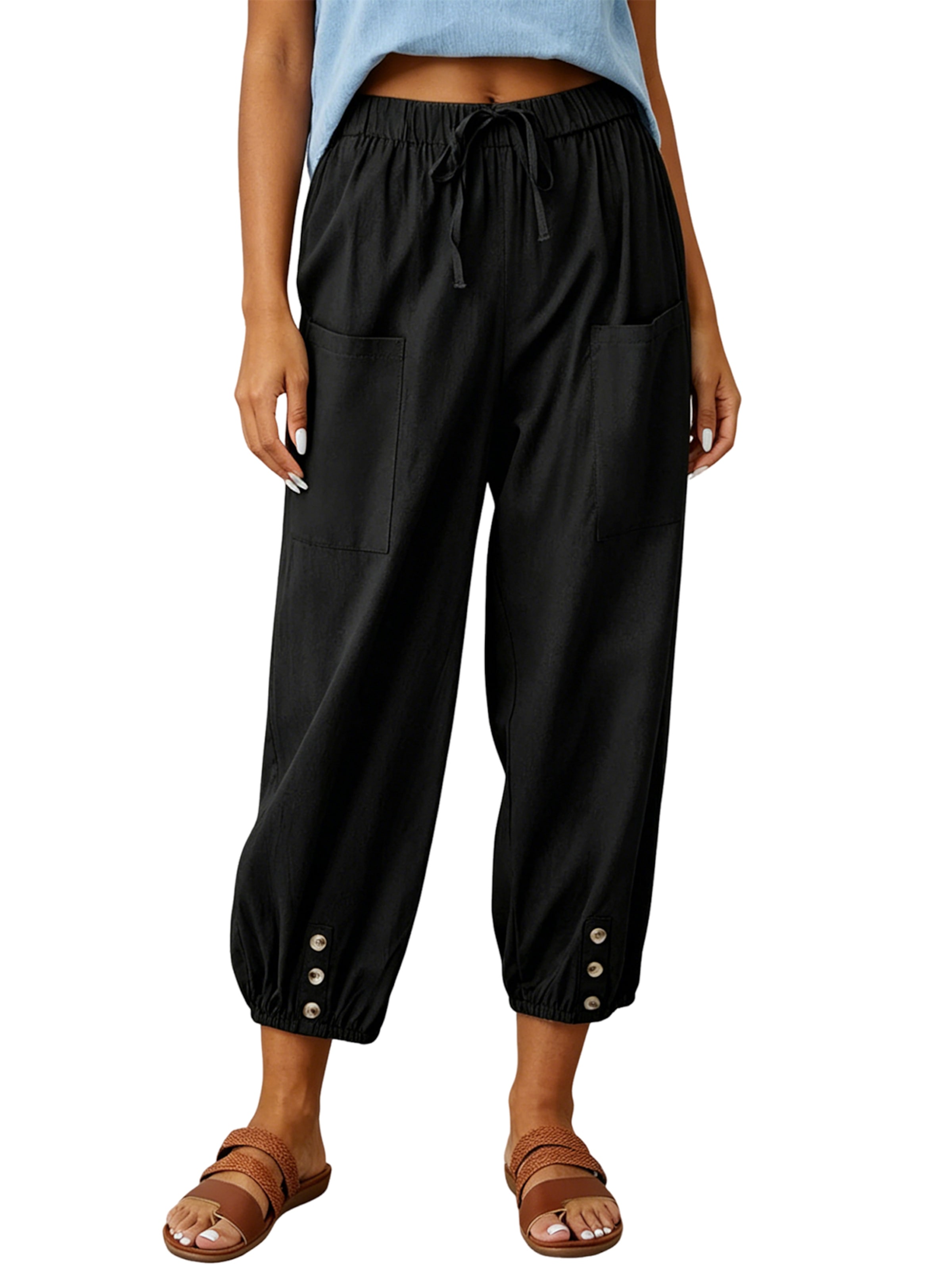 KoJooin Loosefit Trachtenhose 'Sommer'‌‌‌‌‌‌‌‌‌‌ in Schwarz: Vorderseite