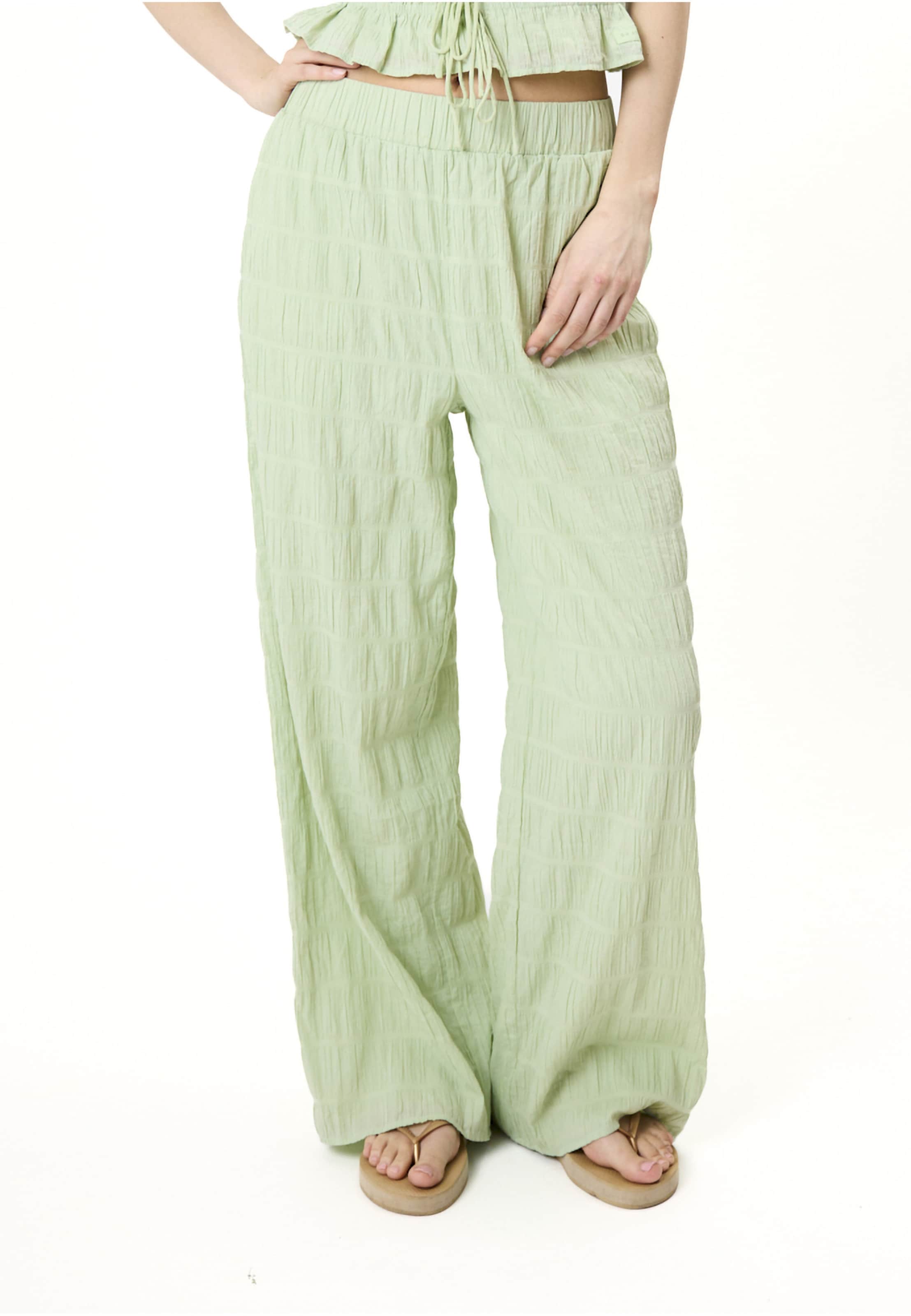 OH APRIL Wide Leg Housut 'Floris' värissä vihreä: etupuoli