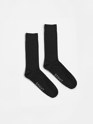 SANVT Socks 'The Half-Rib Socks (2 Pack)' in Black: front