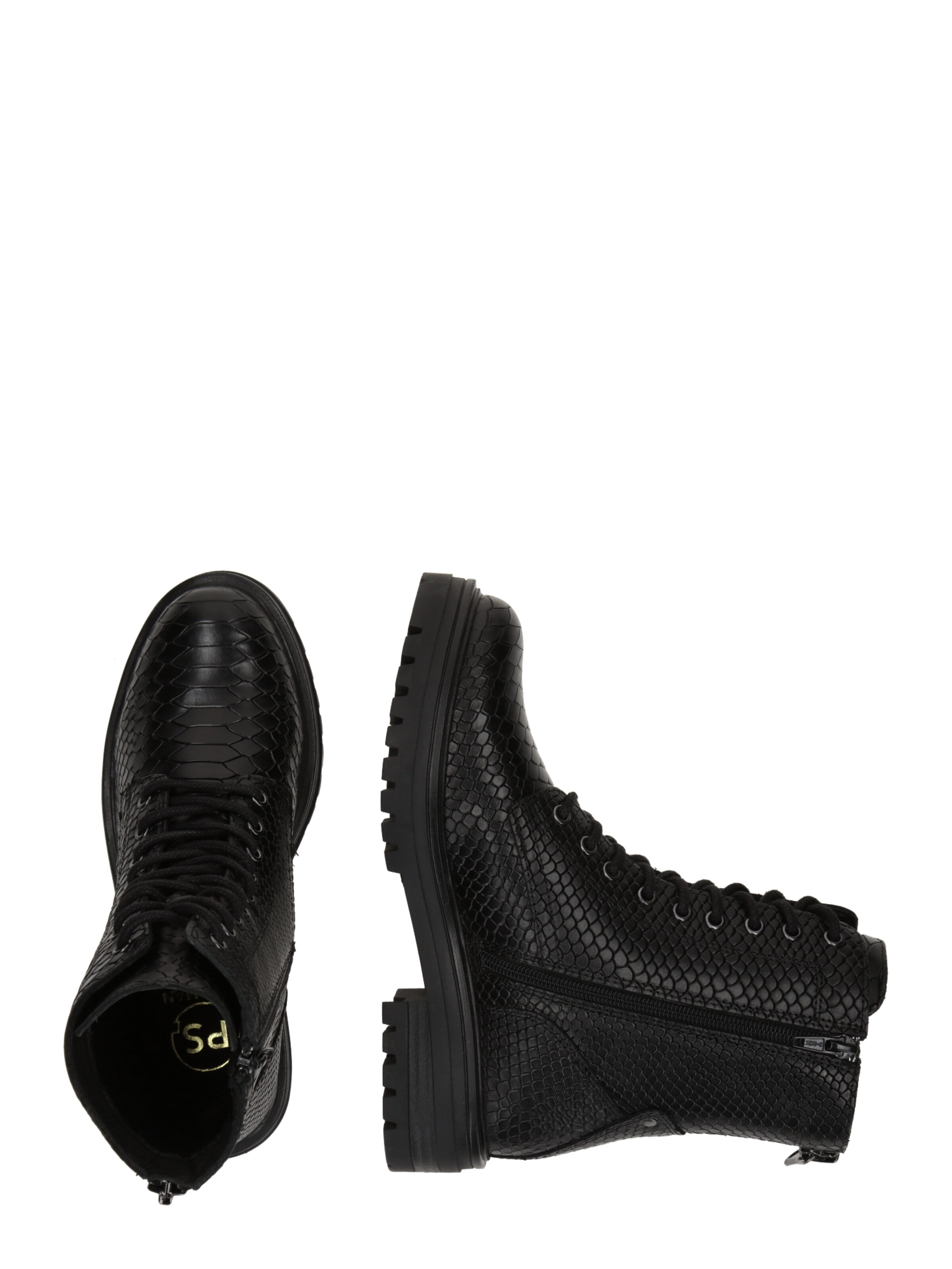 PS Poelman Schnürstiefelette 'Monk' in Schwarz