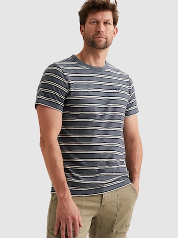 PME Legend T-shirt 'T-shirt with stripe pattern and embroidered logo' i grå: framsida
