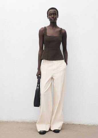 MANGO Wide leg Pants 'Lua' in Beige
