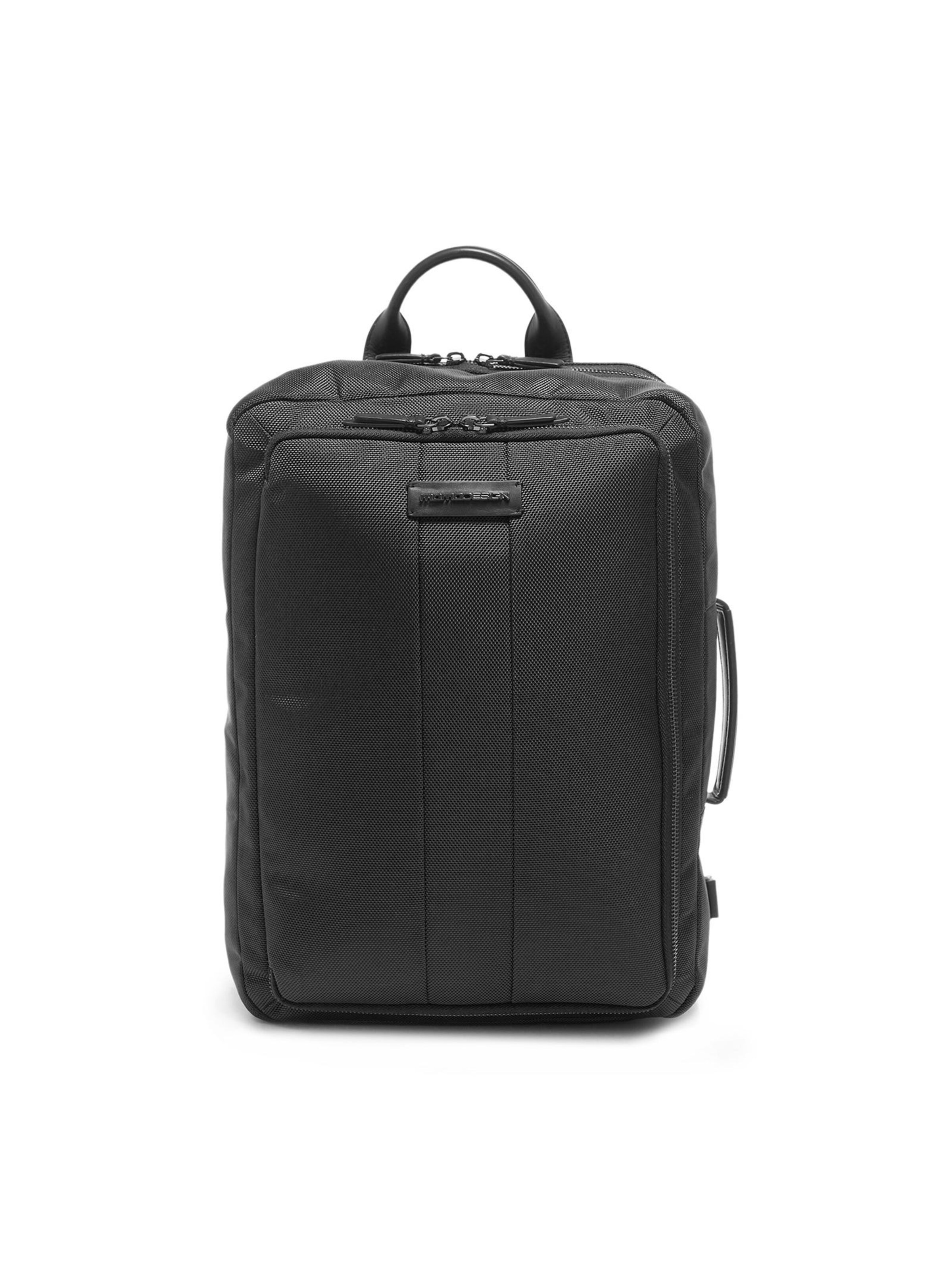 Zaino 'Zaino Uomo Momo Design Ecopelle con Zip e Manico Nylon 28x45x20cm' di Momo Design in nero: frontale