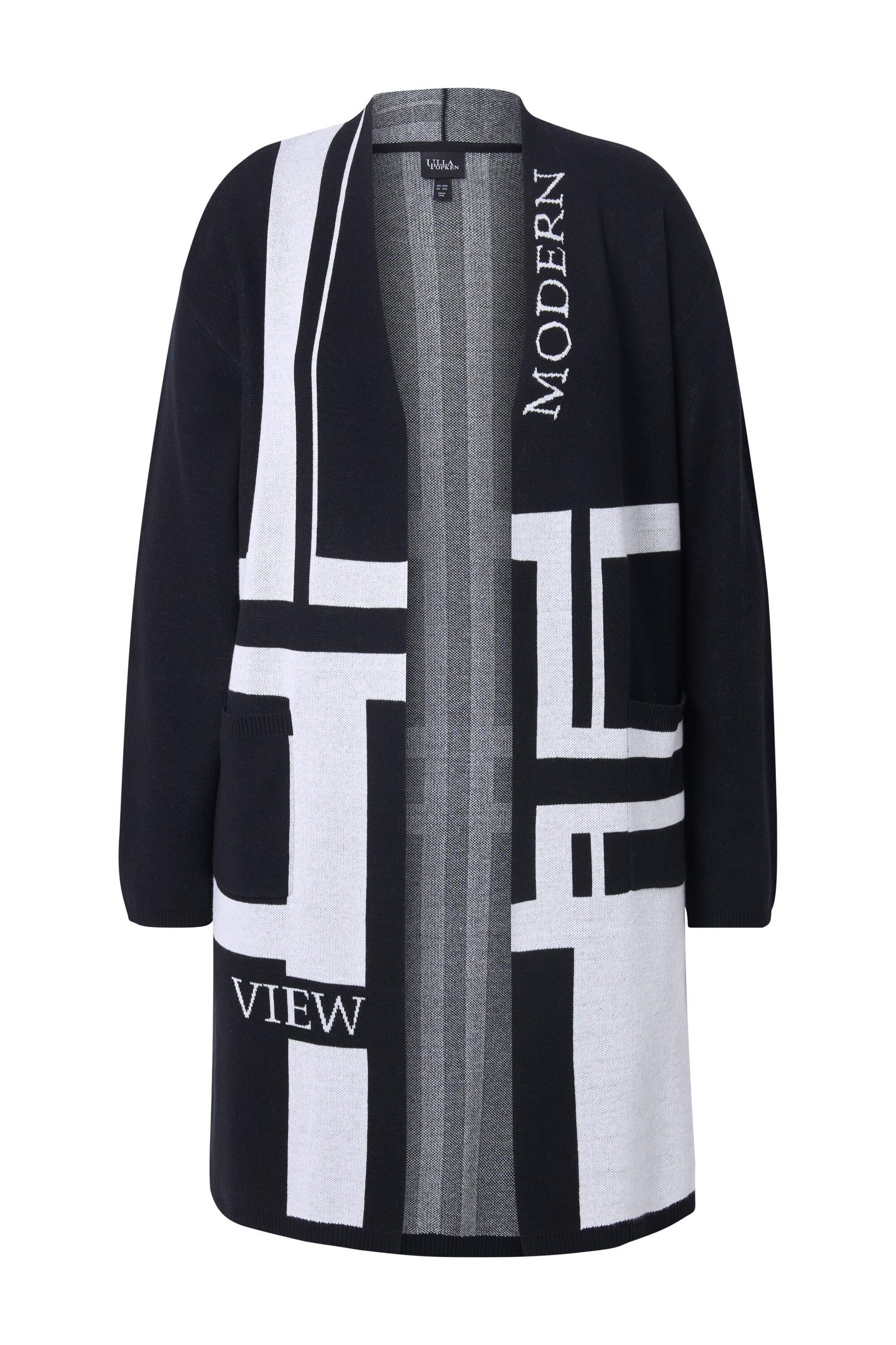 Ulla Popken Gebreid vest in Zwart: voorkant