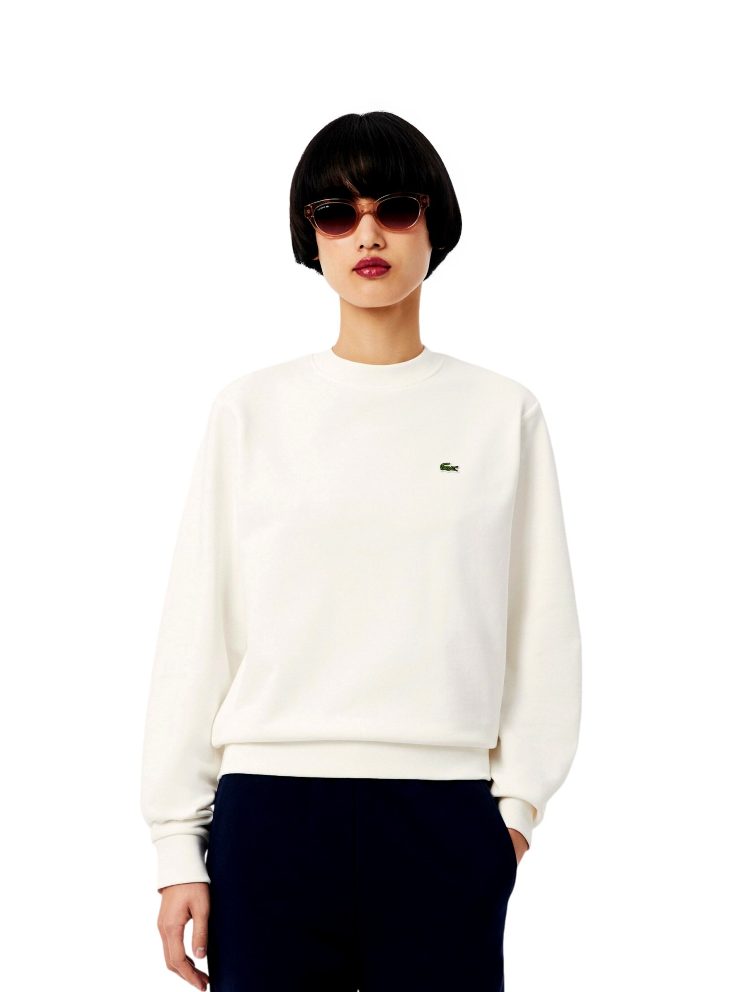 Sweat-shirt LACOSTE en blanc : devant