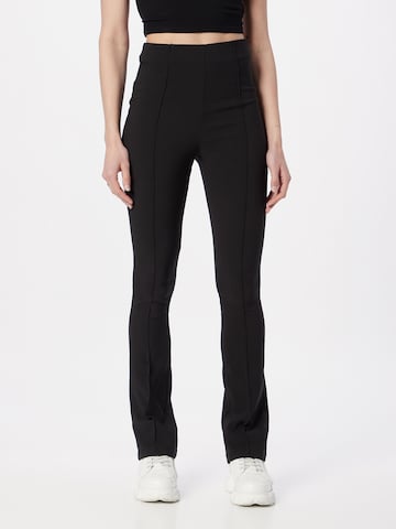 Misspap Flared Pleated Pants in Black: front