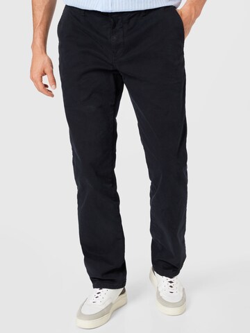 CAMP DAVID Regular Chino Pants in Black: front