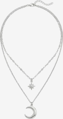 Nemomatheo Necklace 'Nachthimmel – Elegante Schichtkette mit Mond & Stern' in Silver: front