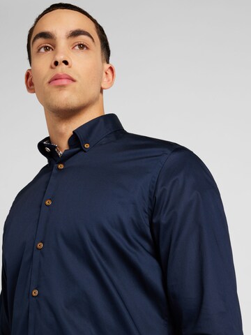 bugatti - Ajuste estrecho Camisa en azul