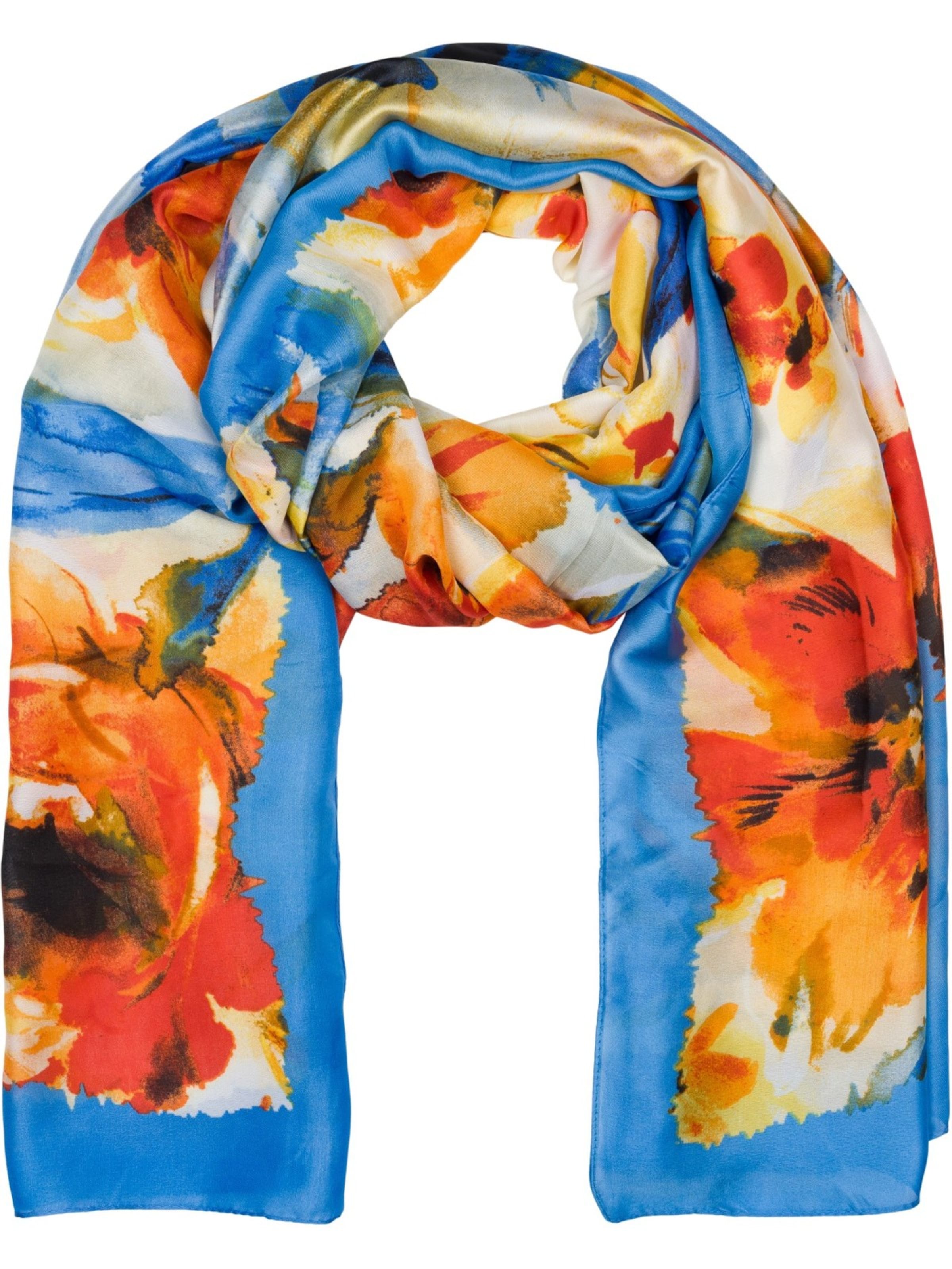 styleBREAKER Schal 'Schal mit Aquarell Blumen Muster'‌‌‌‌‌‌‌‌ in Blau: Vorderseite