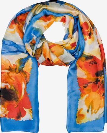 styleBREAKER Schal 'Schal mit Aquarell Blumen Muster' in Blau: Vorderseite