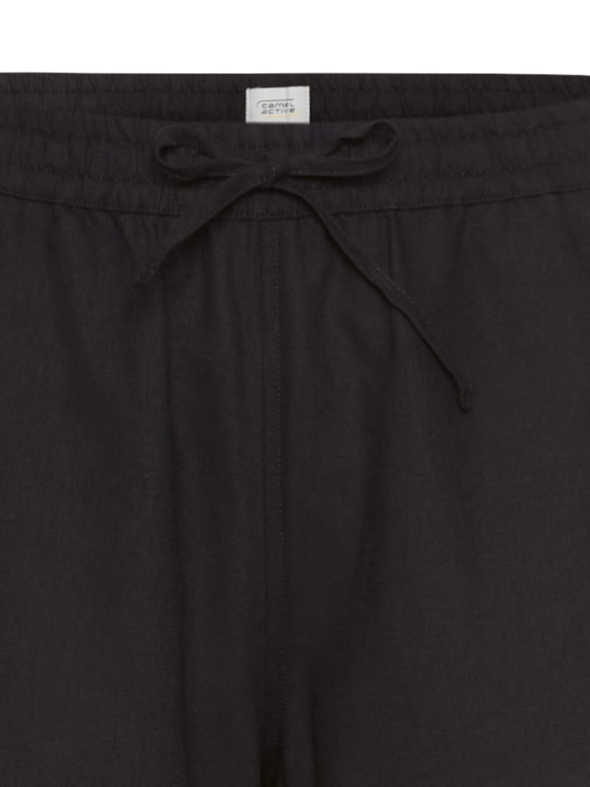 CAMEL ACTIVE Regular Relaxed Fit Sommerhose aus einem Leinenmix in Schwarz