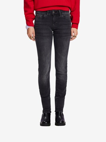 ESPRIT Slimfit Jeans in Zwart: voorkant