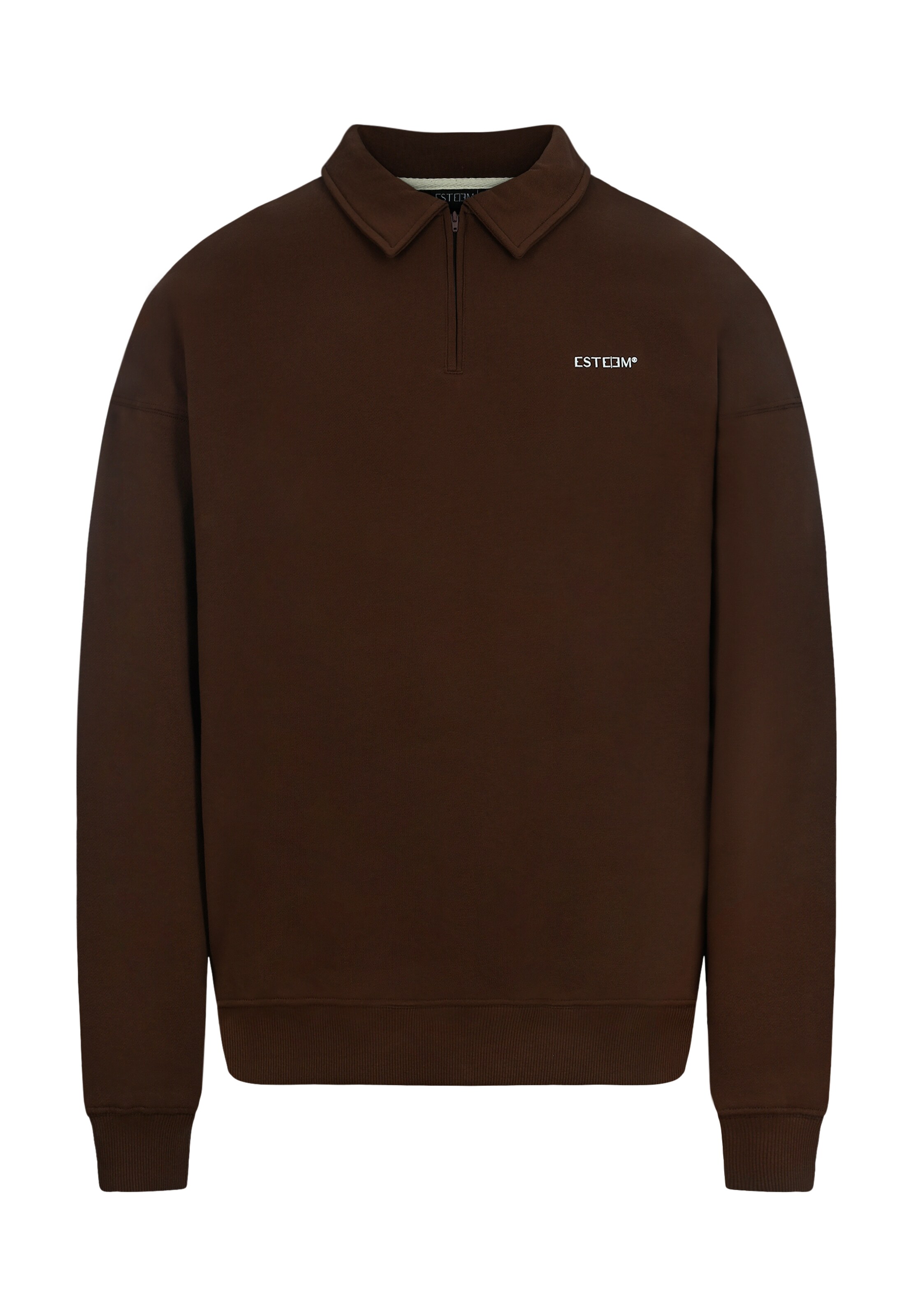ESTEEM Collegepaita ' Essential Oversized Halfzip ' värissä ruskea: etupuoli