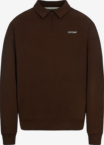 Felpa ' Essential Oversized Halfzip ' di ESTEEM in marrone: frontale