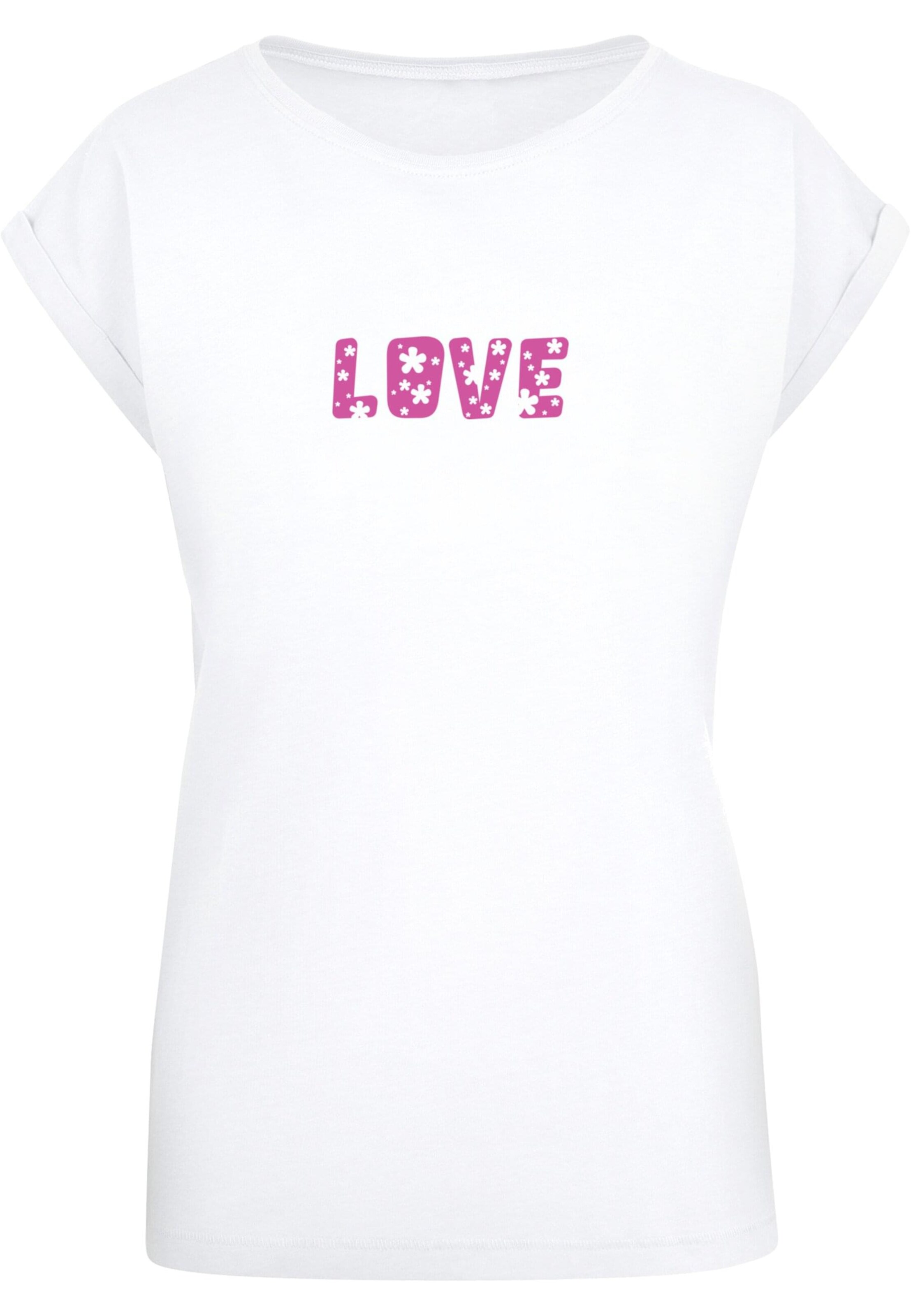 Merchcode T-Shirt 'Valentines Day - Flowers Love' in Weiß: Vorderseite