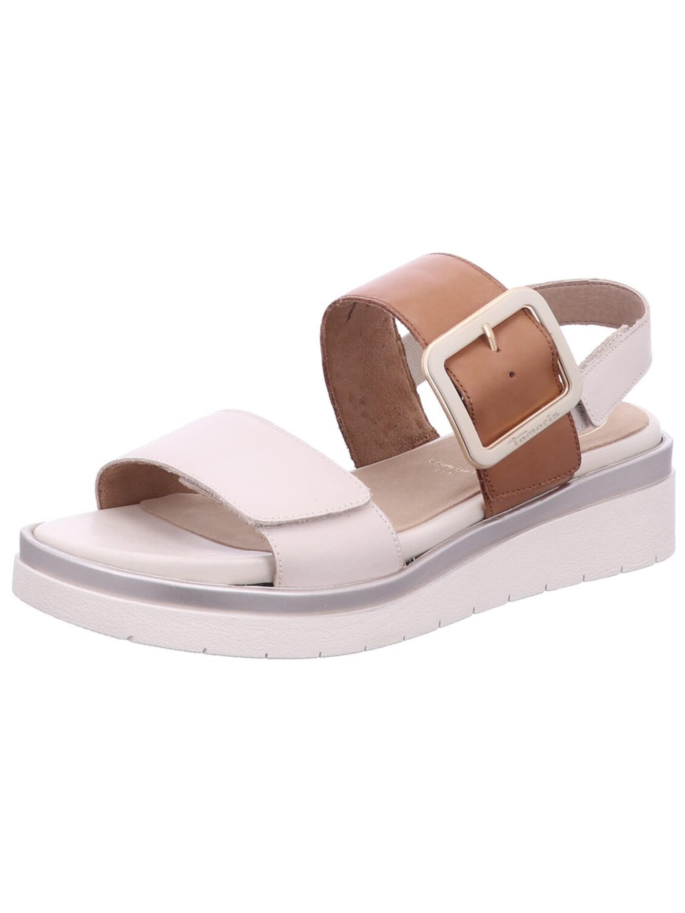 Tamaris Sandaal 'Sandalette Damen 8-88706-42 414 Echtleder in beige' in Beige: voorkant