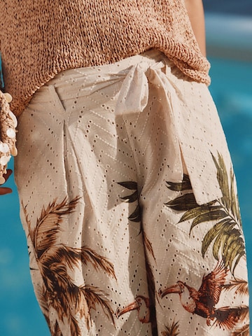 Next Wide leg Pleat-front trousers in Beige