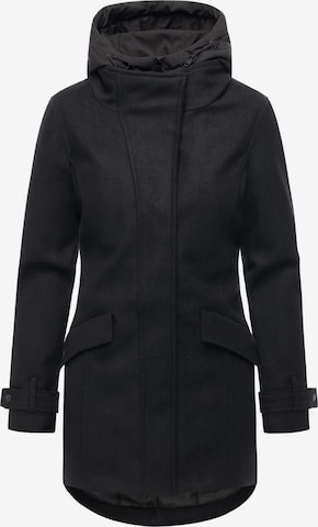 Ragwear Toiminnallinen pitkä takki 'Petuja Felt Youmodo' värissä musta: etupuoli