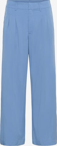My Essential Wardrobe Wide leg Bandplooibroek 'Zoe' in Blauw: voorkant
