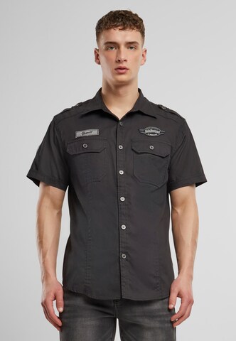 Brandit Regular fit Button Up Shirt 'Luis' in Black: front