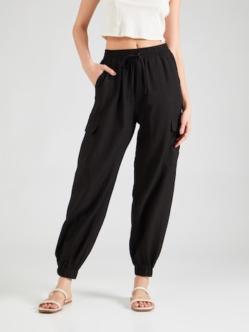 ONLY Tapered Cargo Pants 'KATINKA' in Black: front