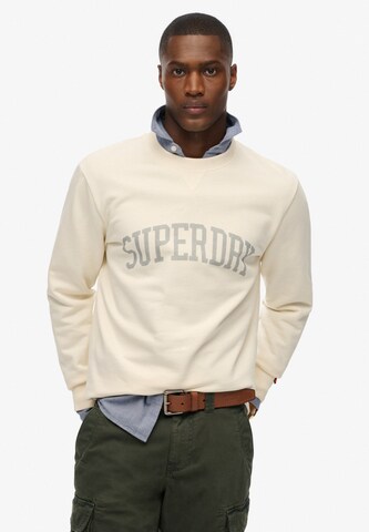 Sweat-shirt 'Athletic Essentials' Superdry en blanc : devant