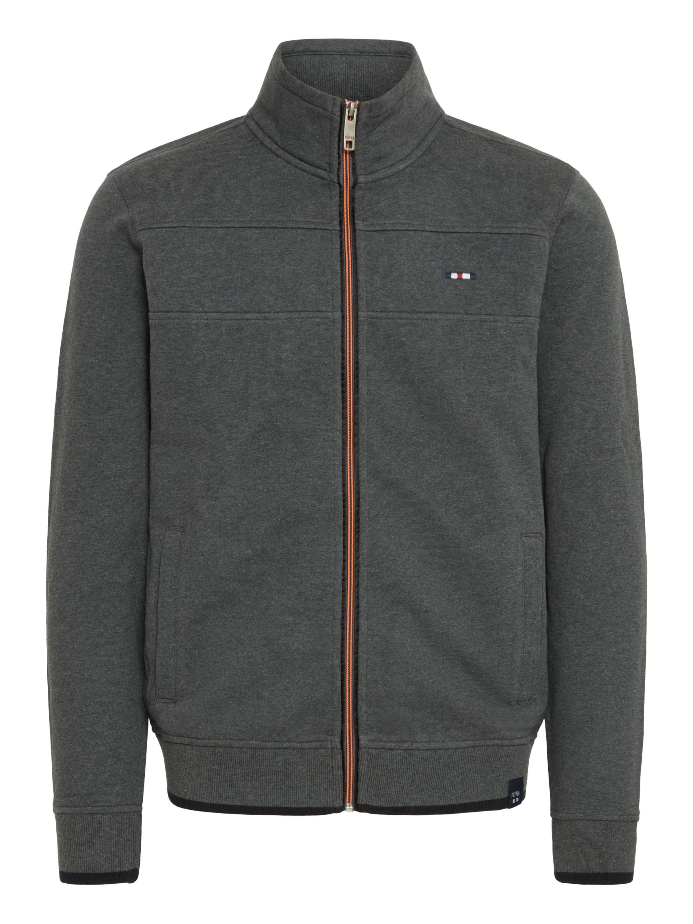 FQ1924 Sweatjacke 'Jules' in Grau: Vorderseite