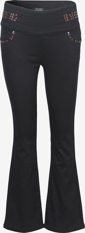 KOROSHI Flared Trousers in Black: front