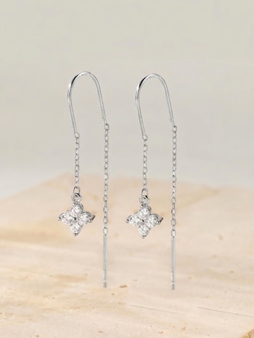 Hey Happiness - Pendientes 'Crystal Threader' en plata