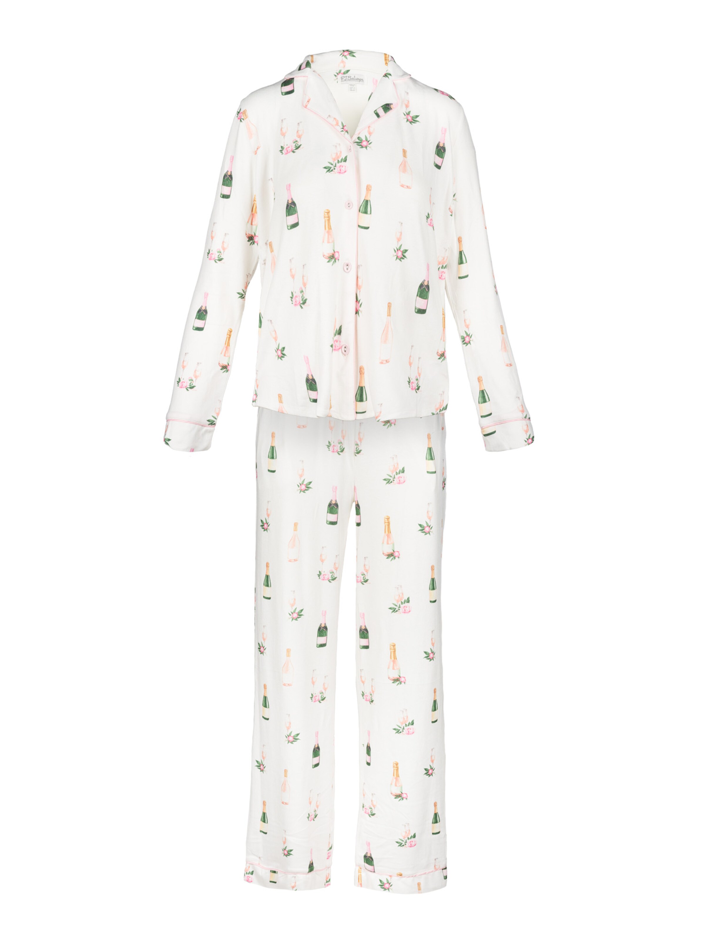 PJ Salvage Pyjama ' Breakfast of Champs ' in Wit: voorkant