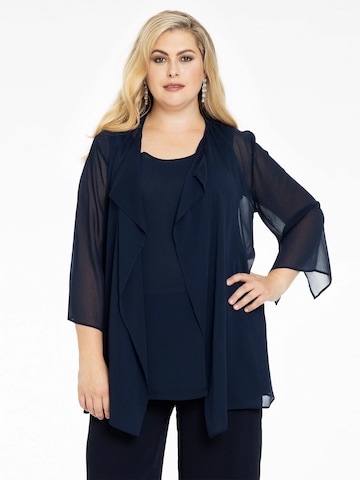 Yoek Blouse ' Voile ' in Blauw: voorkant