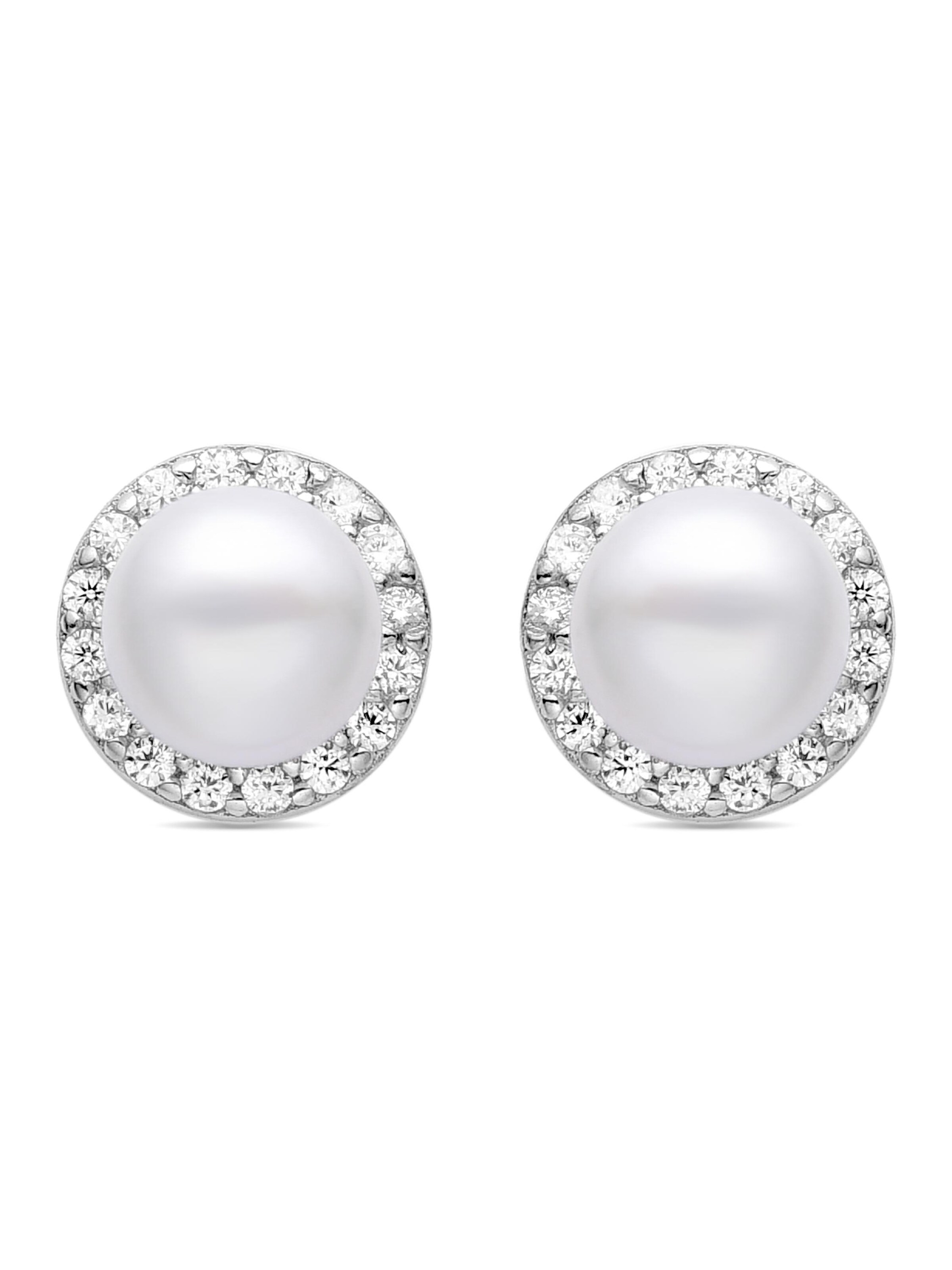 Luxenter Boucles d'oreilles 'Shob' en blanc perle, Vue avec produit