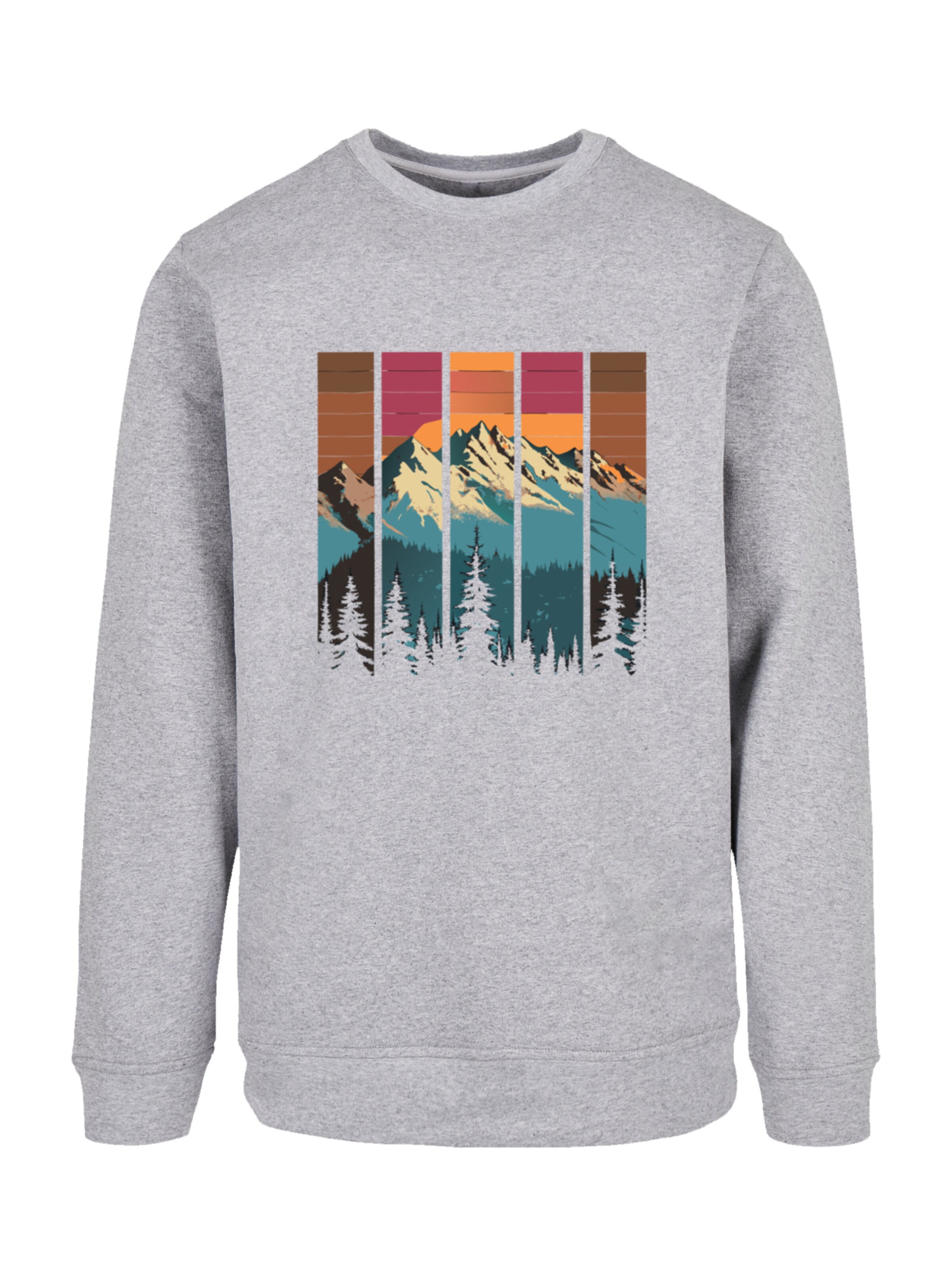 F4NT4STIC Sweatshirt 'Berg Sonnenuntergang Retro' in Grey: front