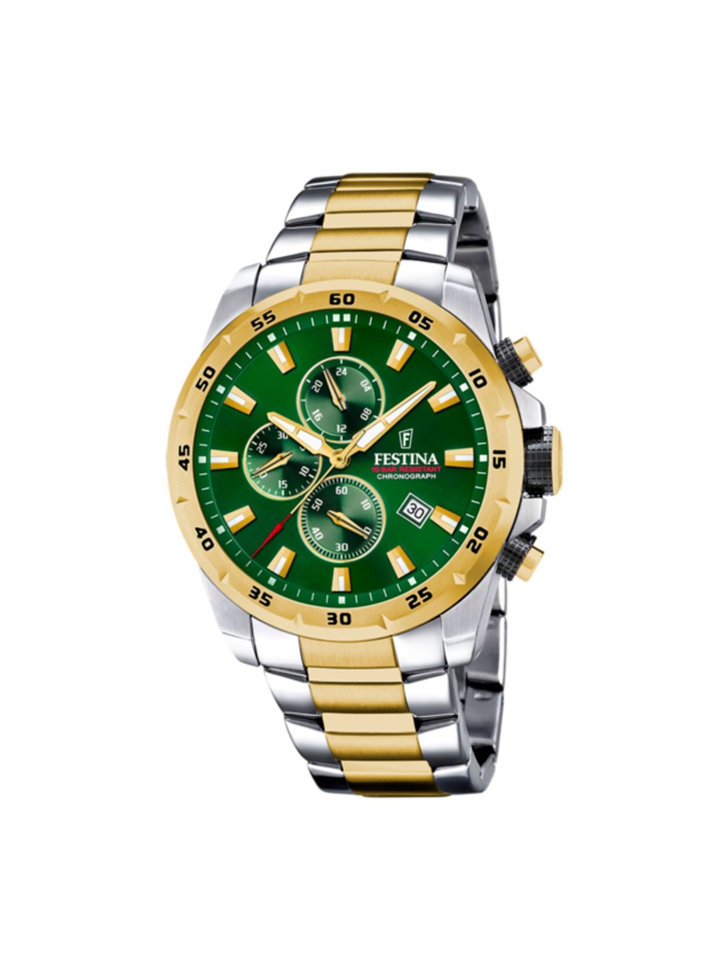 FESTINA Analogové hodinky 'Chronograph CHRONO SPORT' – zelená: přední strana